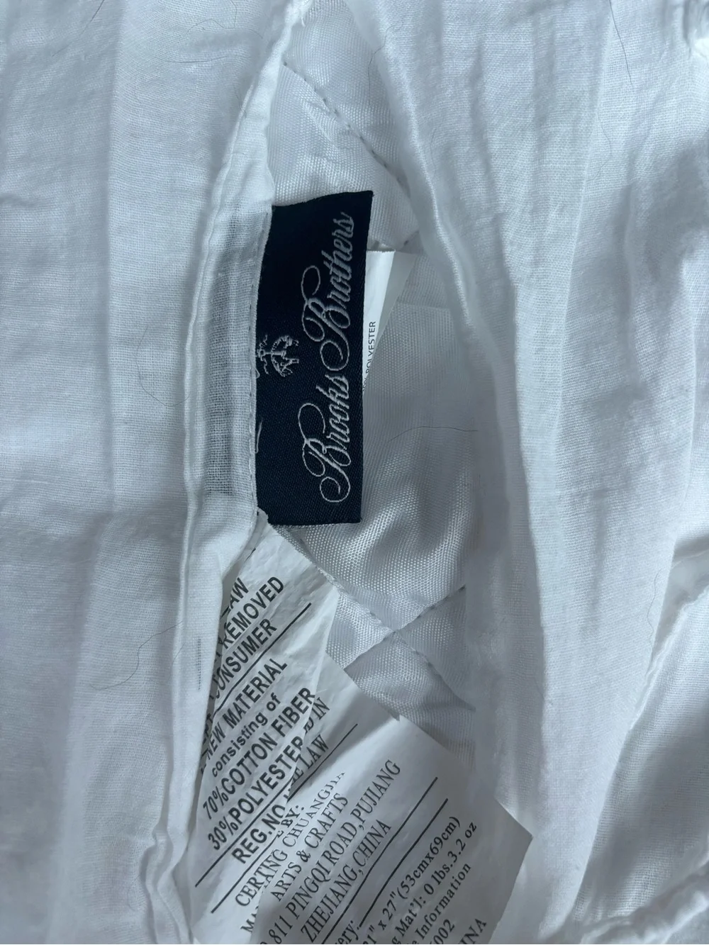 Brooks Brothers White Quilt with Light Blue Windowpane Check